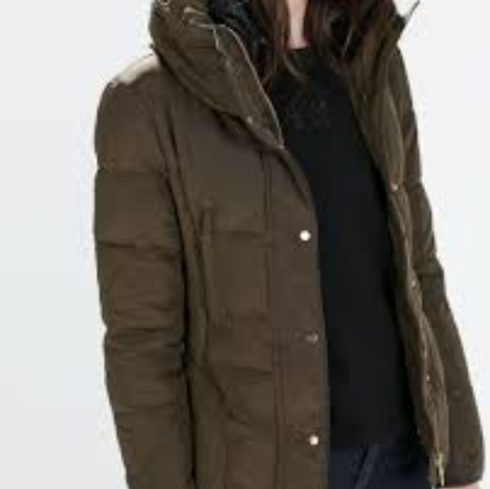 Zara Basic Brown Puffer Jacket M - image 4